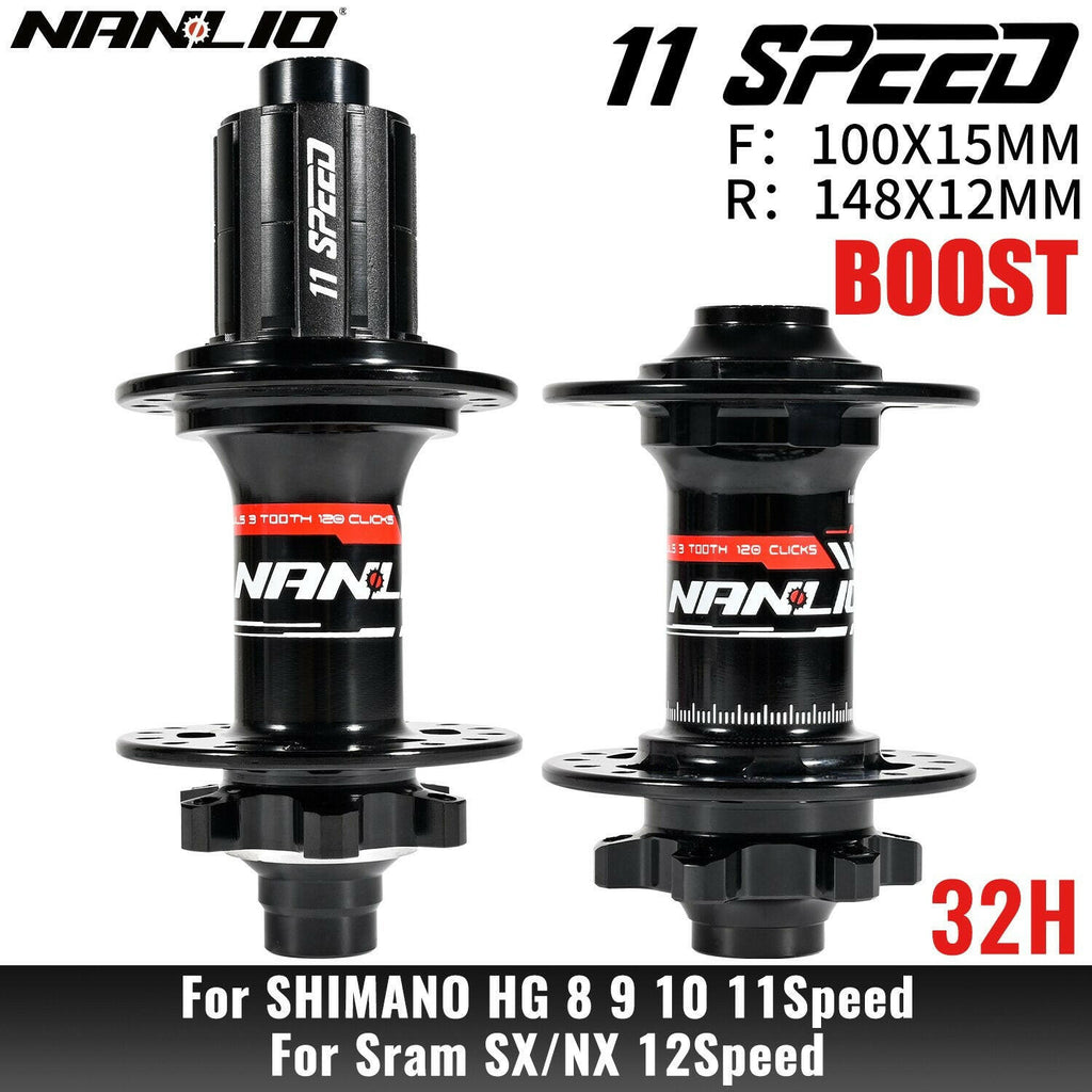 NanLio XM820 Boost Bicycle Hub Front 110x15MM Rear 12x148MM THRU TA 28H 32 Holes HG XD MS 8s 9s 10s 11s 12 Speed E-Bike Part-WAYBIKER