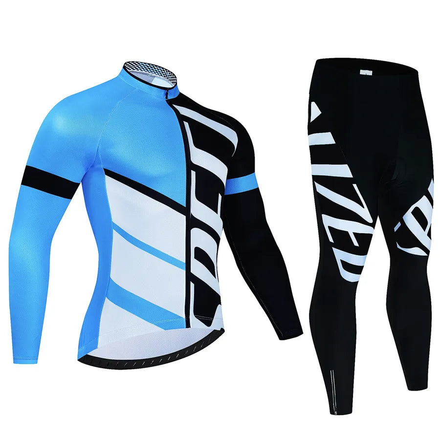 Cycling Team Men's Cycling Jersey Long Sleeve Set MTB Bike Clothing Tenue Velo Homme Bicycle Wear Trouser Cycle Uniform Kit-WAYBIKER