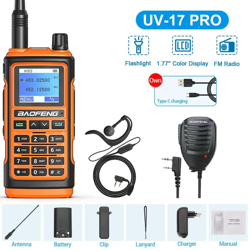 BaoFeng UV-17 Pro V2 Walkie Talkie Wireless Copy Frequency 16 KM Long Range Waterproof Poweful Two Way Radio UV-5R S22 Ham Radio-WAYBIKER