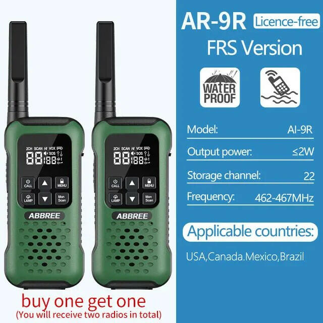 2Pcs ABBREE AR-9R Floating Walkie Talkie IP67 Waterproof Walkie-talkies PMR for Radio Motorola Fishing Kayak Two-way Radio-WAYBIKER