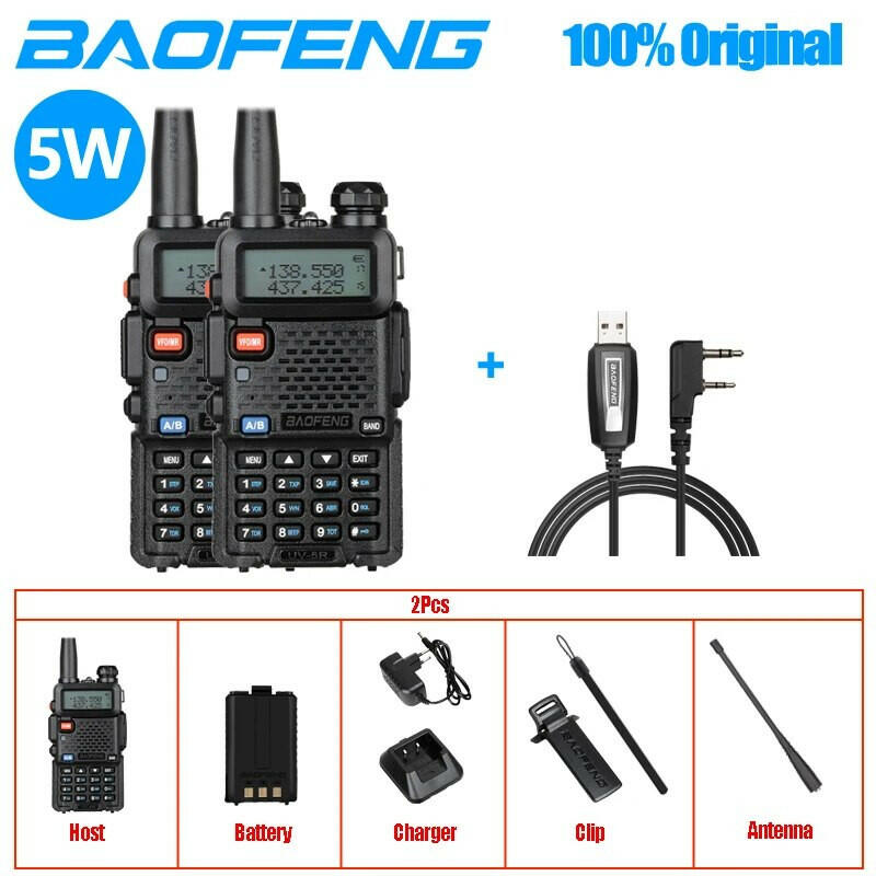 2pcs Baofeng Original UV5R Walkie Talkie Dual Band 136-174Mhz 400-520Mhz Portable BF UV-5R 8W Two Way Radio Pofung Transceiver-WAYBIKER