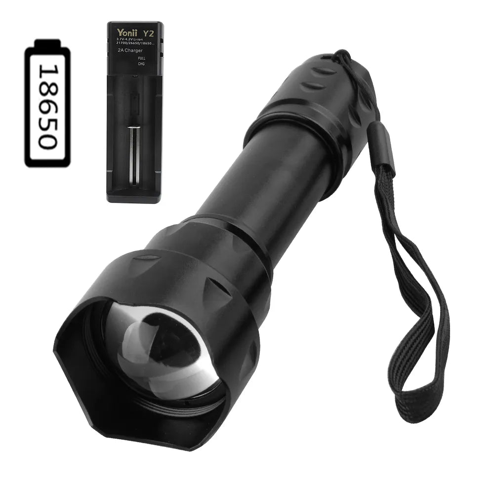 BORUiT T20 Infrared IR 850nm Night Vision LED Tactical Flashlight Zoom IPX6 Waterproof Torch Use 18650 Battery Hunting Lantern-WAYBIKER