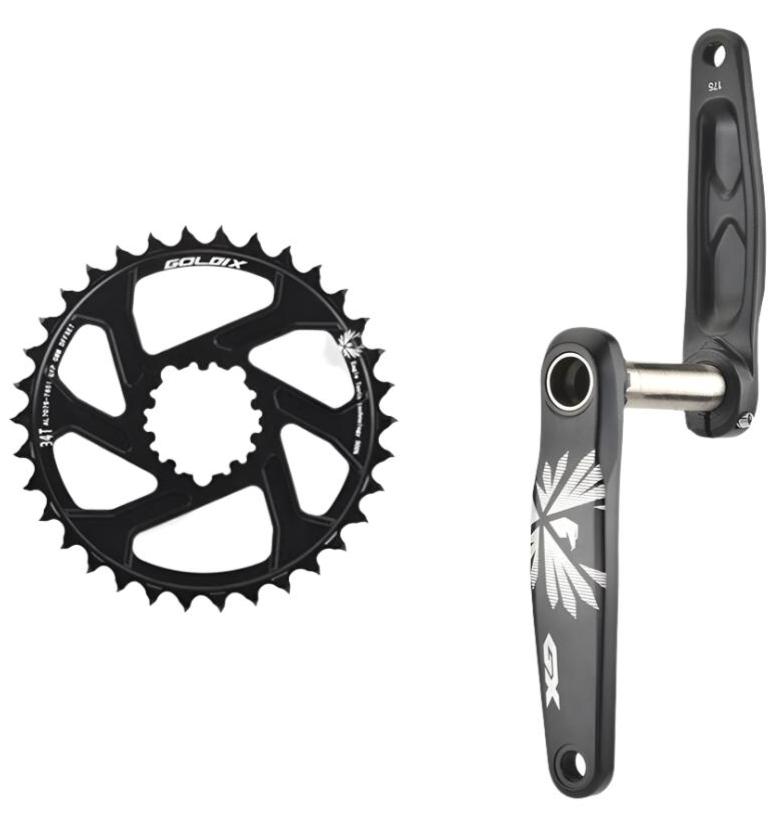 GX Bicycle Crankset GXP MTB Bike Crank Chainring Bike 170mm 175mm Black 0 Degree 30T 32T 34T 36T 38T Aluminum Alloy with Bottom-WAYBIKER