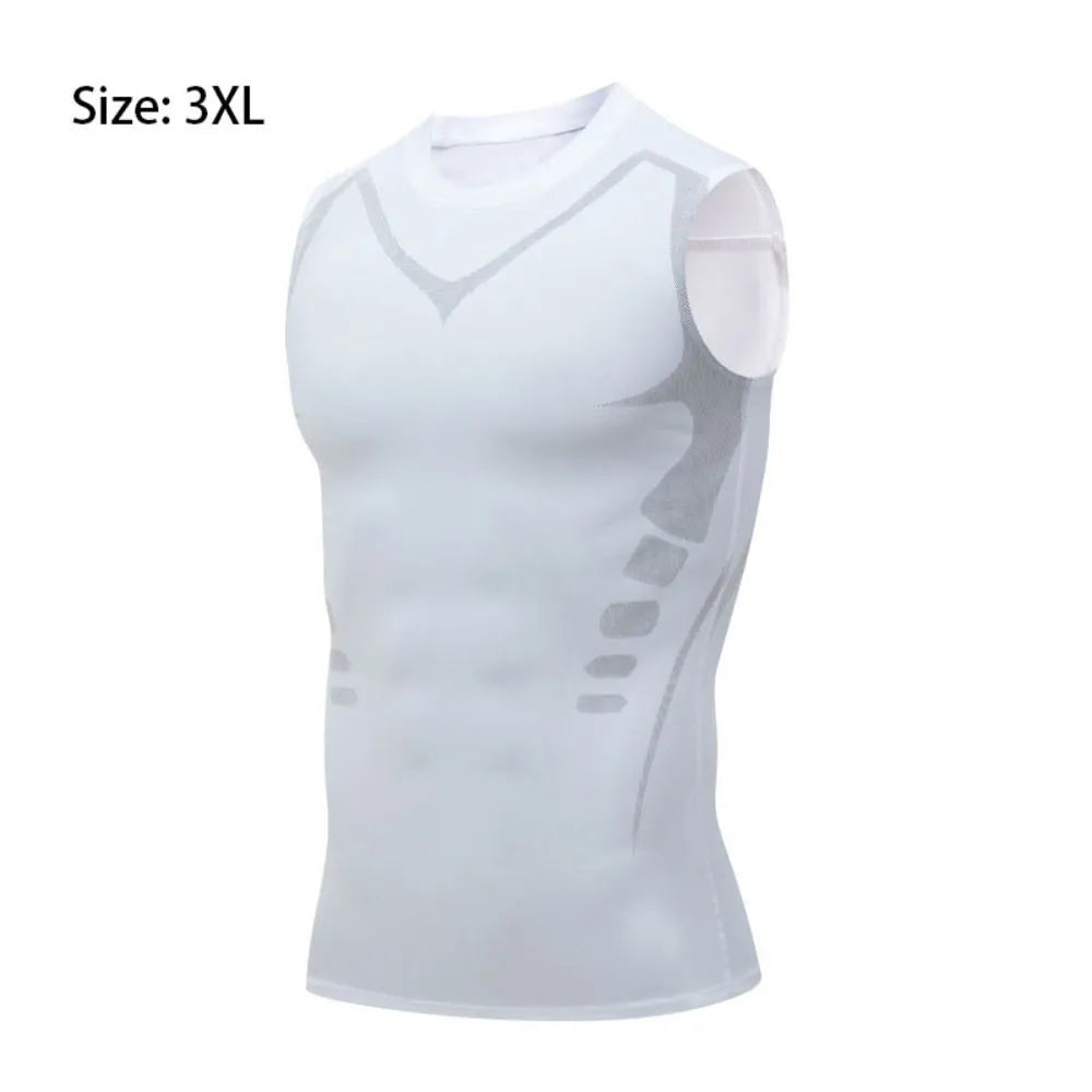 Ionic Shaping Vest Men's Sports Skin-tight Vests Fast Dry Breathable Slim Sleeveless Elastic Vest Fitness Top Cycling Vest