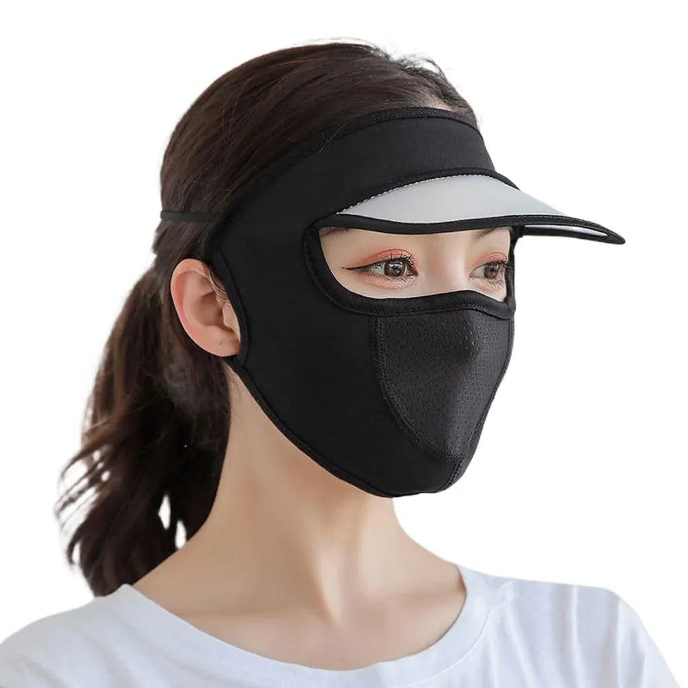 Summer Sunscreen Ice Silk Riding Mask UV Protection Face Cover With Brim Outdoor Cycling Sun Protection Hats Caps-WAYBIKER