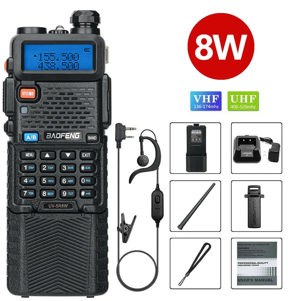 Baofeng UV-5R 5W/8W VHFUHF Dual Band Walkie Talkie with 3800mAh long Li-ion Battery 16KM Long Range UV5R Ham Two-Way Radios-WAYBIKER