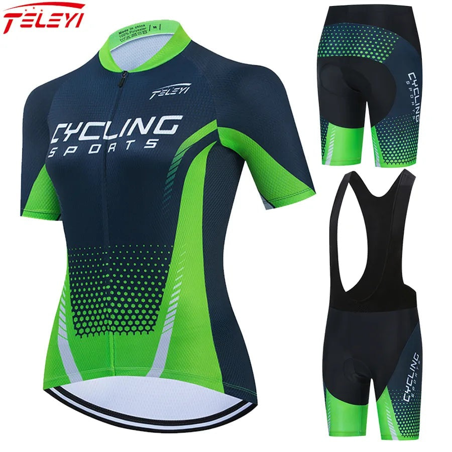 Women's Cycling Jersey Set Summer Anti-UV Cycling Bicycle Clothing Quick-Dry Mountain Female Bike Clothes Cycling Set-WAYBIKER