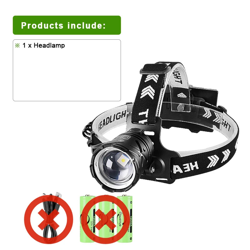 High Powerful Rechargeable Headlamp 2000M Laser LED Head flashlight Super Bright Headlight 18650 Fish Camping Head Lantern Torch-WAYBIKER