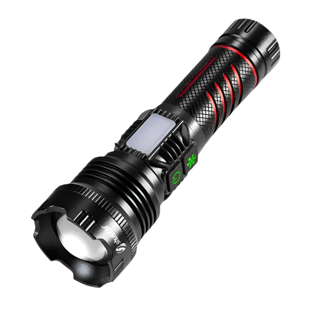 High Power LED Flashlight Torch with 30W Wick and Double Side Lights Lighting Distance 1500M Waterproof Tactical Hunting Lights-WAYBIKER