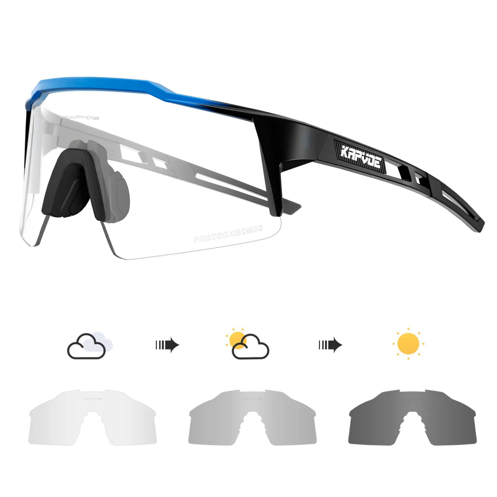 Kapvoe Photochromic Cycling Sunglasses for Men Women Bike Glasses Riding Driving UV400 Mountain Bicycle Goggles Eyewear Sports-WAYBIKER