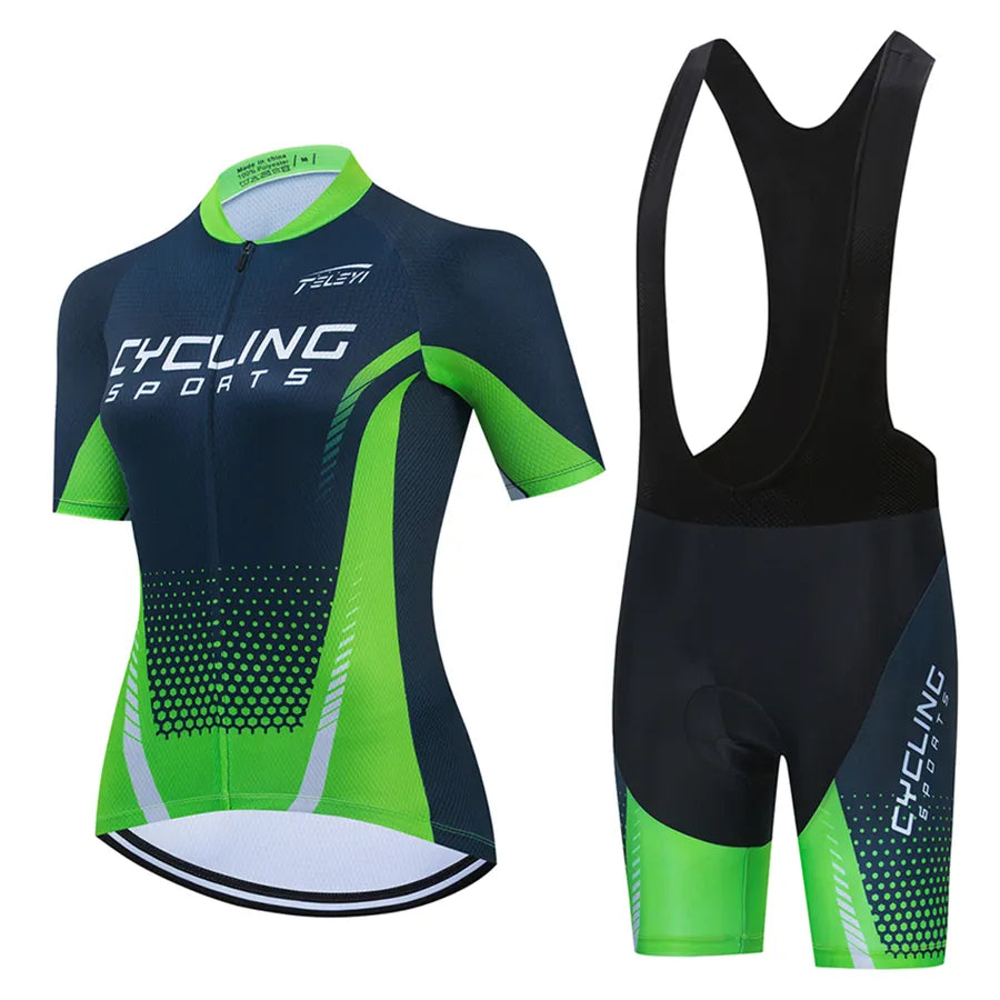 Women's Cycling Jersey Set Summer Anti-UV Cycling Bicycle Clothing Quick-Dry Mountain Female Bike Clothes Cycling Set-WAYBIKER