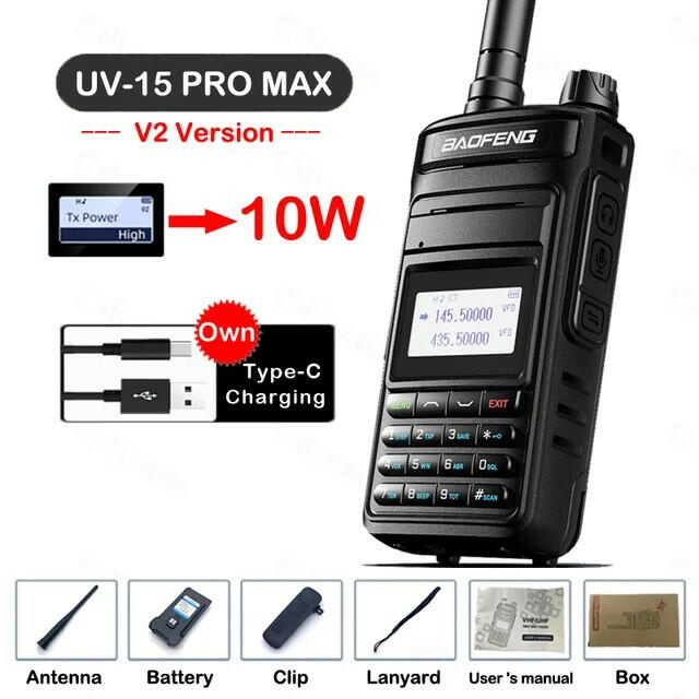 BAOFENG UV-15 Pro Max Walkie Talkie 10W High Power Profesional Handheld Transceiver Dual Band 2Way Hunting Radio Upgrade UV5R 82-WAYBIKER