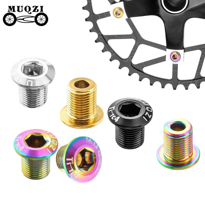 MUQZI 5PCS Chainring Bolts TC4 Titanium Alloy Single Double Chainring Screws For MTB Road BMX Bike Crank Chainwheel Bolts-WAYBIKER