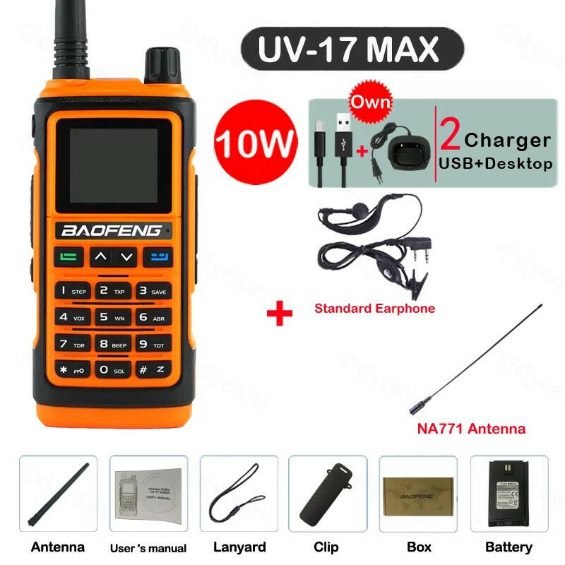 Baofeng UV-17 MAX High Power Walkie Talkie Type-C Charger VHF UHF With Partition Function FM Radio Waterproof Two-Way Radio-WAYBIKER