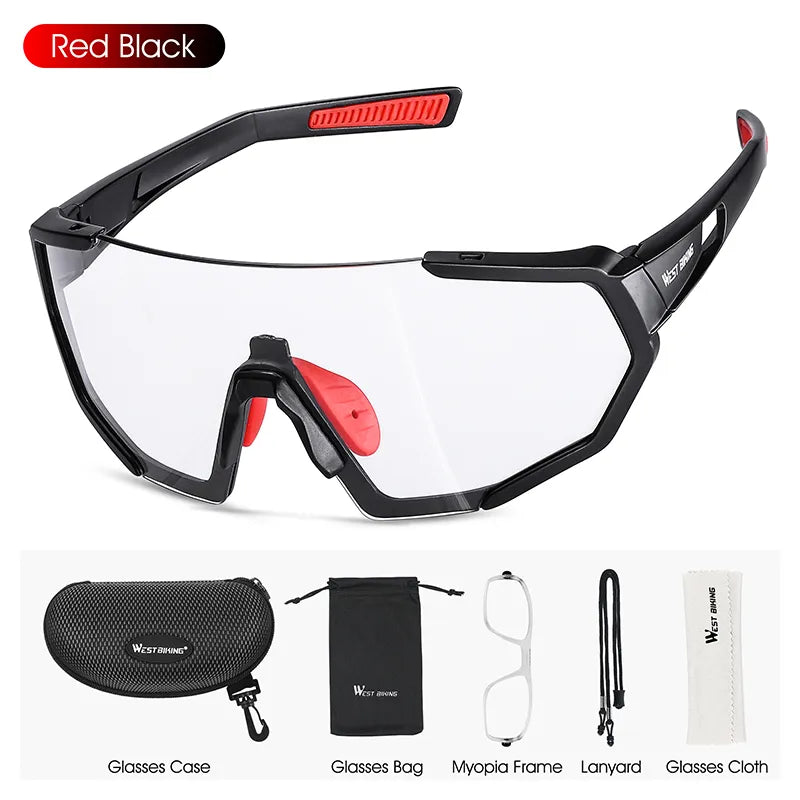 WEST BIKING Photochromic Cycling Glasses Bicycle Glasses Sports Men's Sunglasses MTB Road Cycling Eyewear Protection Goggles