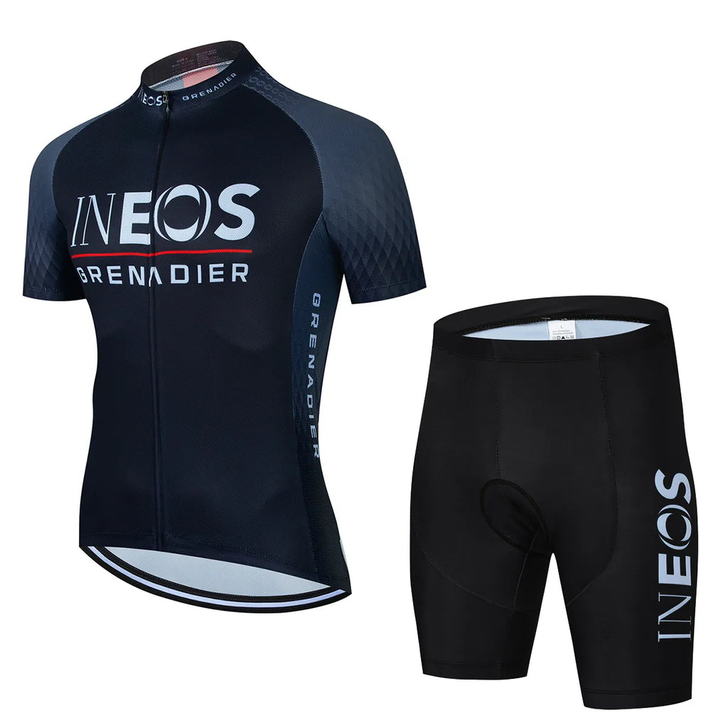 Ineos 2024 Men Short Sleeve Cycling Jersey Set Summer Bicicleta Clothing MTB Maillot Ropa Ciclismo Sportswear Blue Bicycle Suit-WAYBIKER