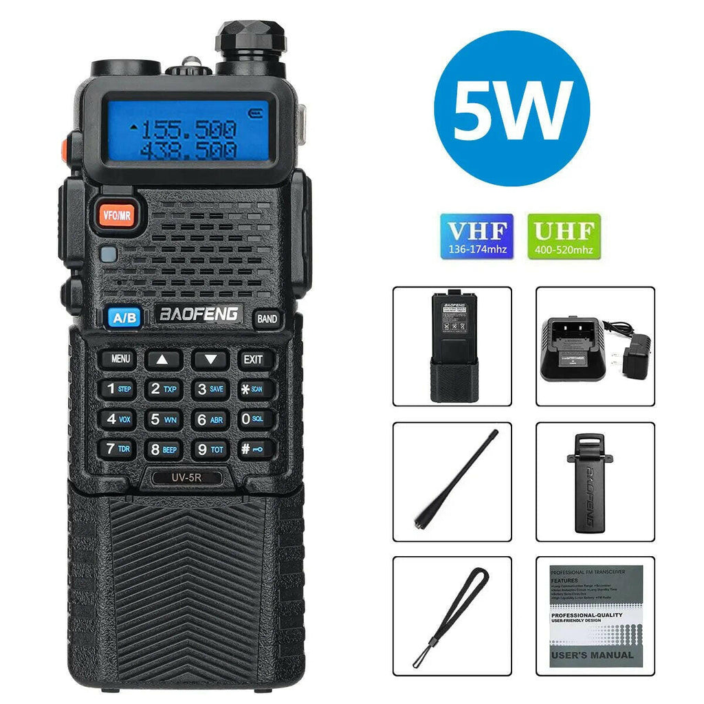 Baofeng UV-5R 5W/8W VHFUHF Dual Band Walkie Talkie with 3800mAh long Li-ion Battery 16KM Long Range UV5R Ham Two-Way Radios-WAYBIKER