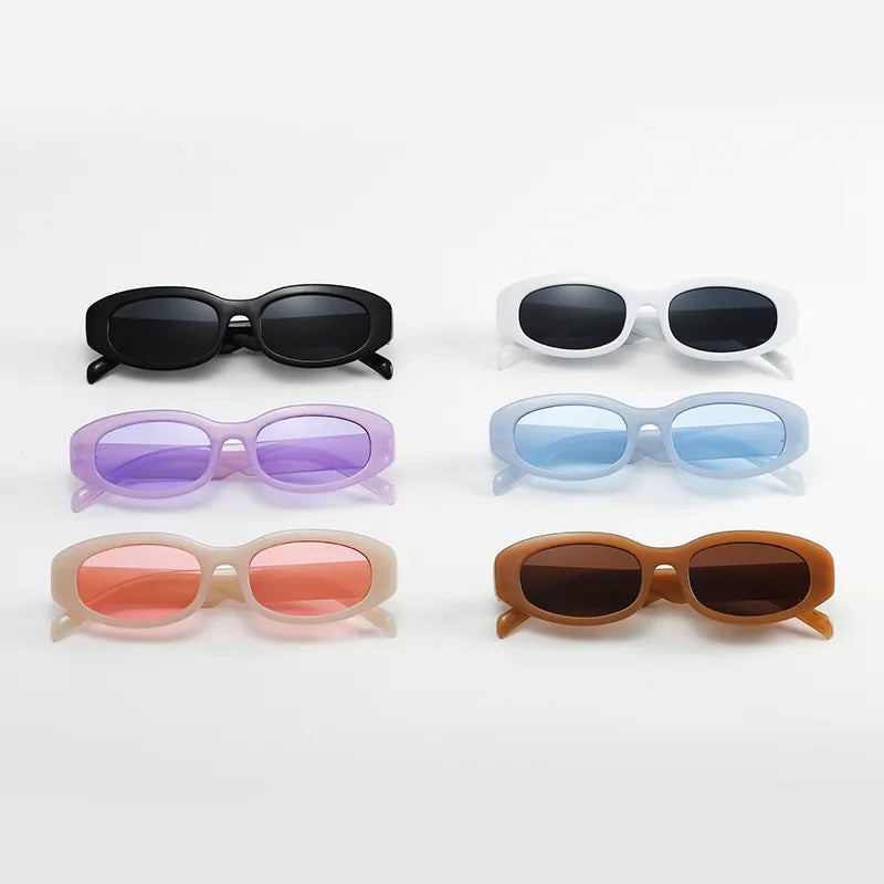 New Cycling Polygon Sunglasses Woman Fashion Black Small Frame Eyeglasses Vintage Sun Glasses Female Shades Oval Gradient