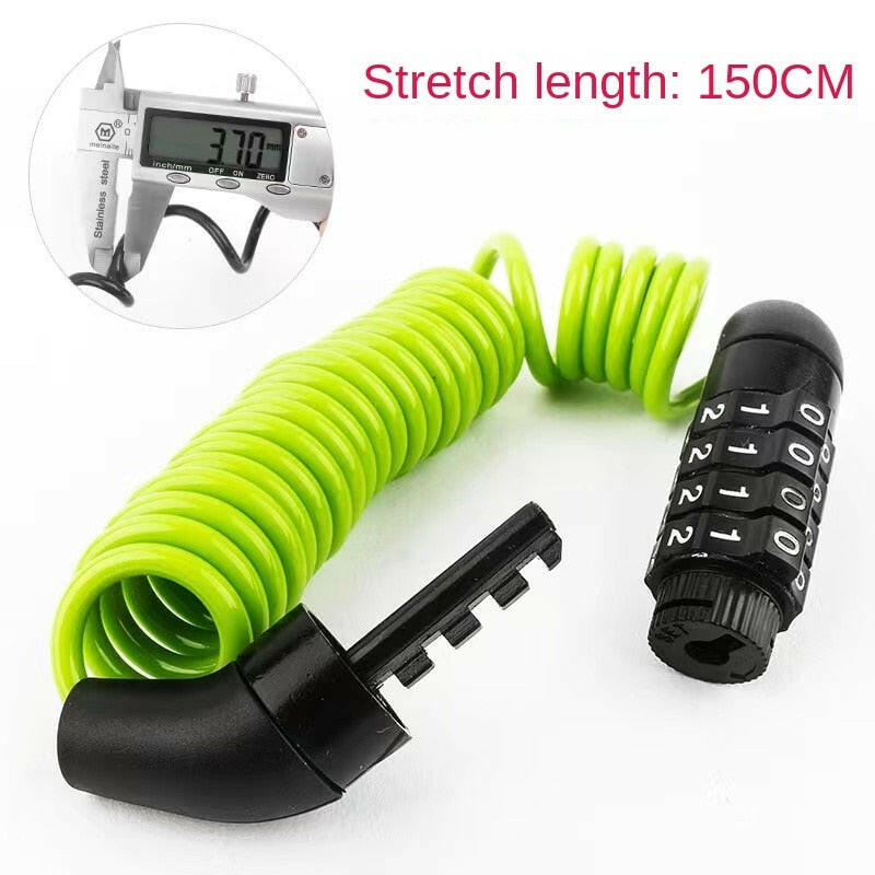 Bicycle Lock 4 Digit Combination Code Steel Cable Security Password Cycling Bike Bike Helmet Lock Portable Cable Backpack Lock-WAYBIKER