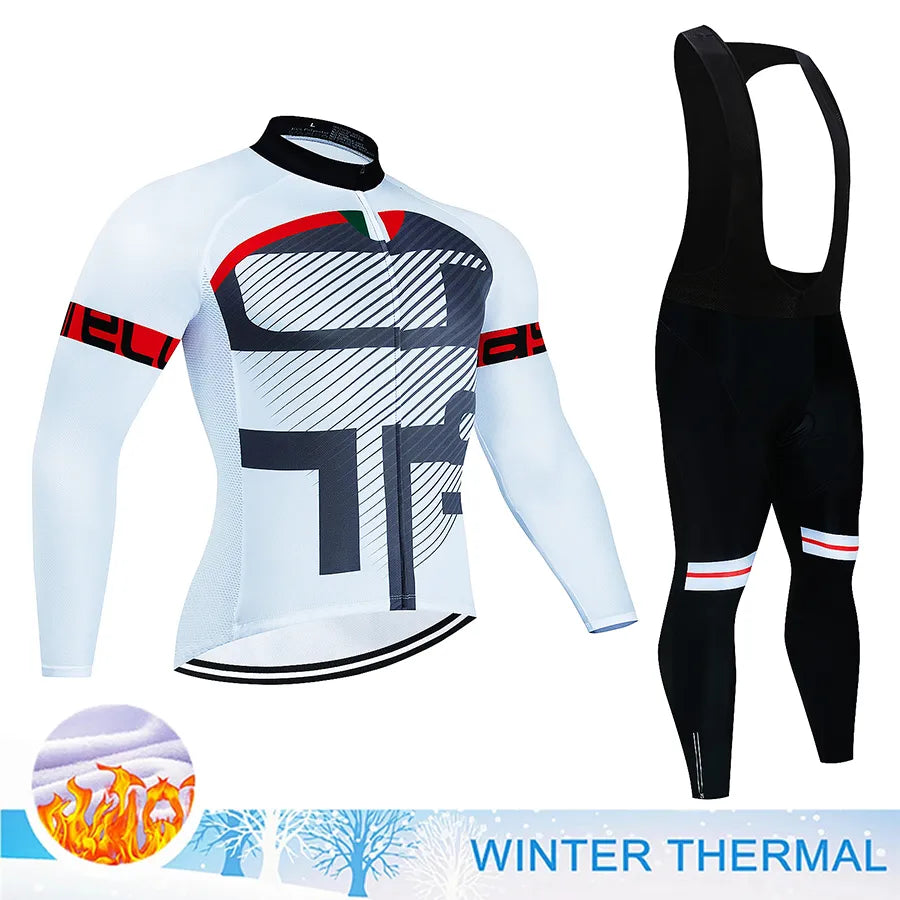 Winter Thermal Fleece Cycling Jersey Mtb Male Clothing Sports Set Complete 2023 Road Bike Men's Man Team Sportswear Bycicle Suit-WAYBIKER