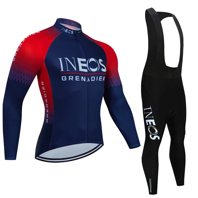 INEOS Autumn Long Set Sports Sets for Men Road Bike Jersey Bib Short Cycling Men's Uniform Man Clothes Bicycles Pro Suit Mens-WAYBIKER