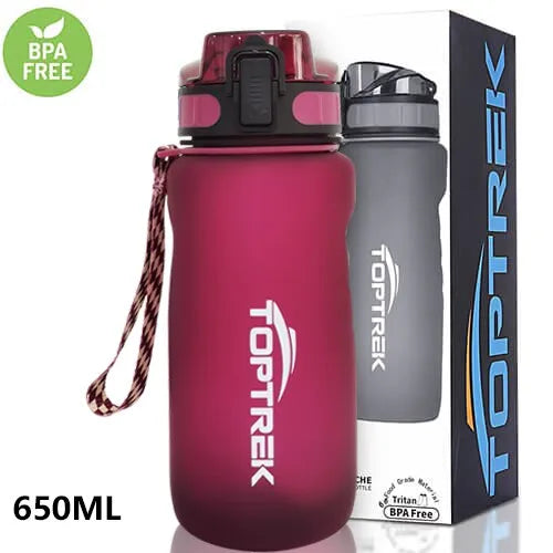 Toptrek Sports Water Bottle 650ML/1000ML BPA Free Outdoor Travel Leakproof Drinking Waterbottle Protein Shaker My Drink Bottle-WAYBIKER