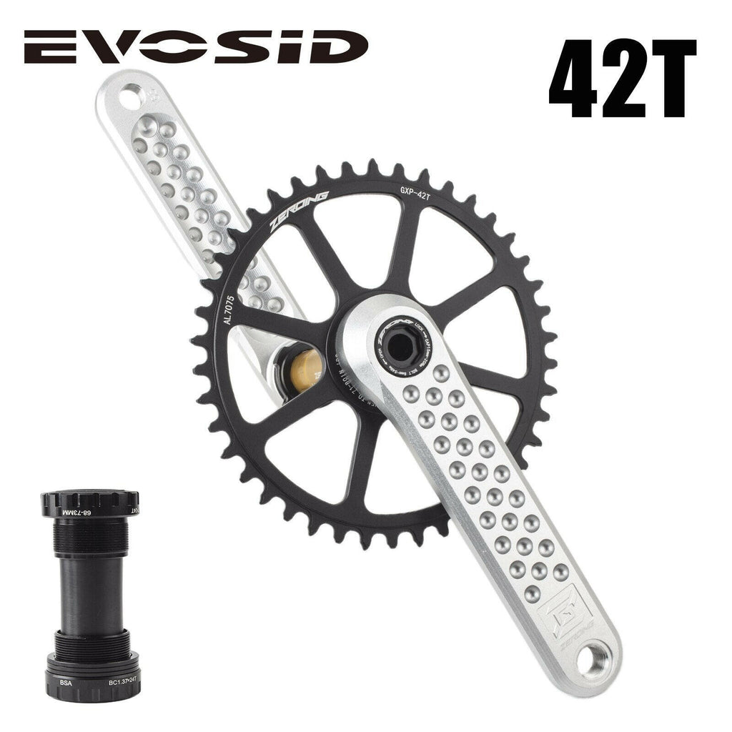 EVOSID Bicycle Crank Ultralight Road Bike Crankset 170mm HollowTech Crank Narrow Wide GXP Chainring With Bracket for Gravel-WAYBIKER