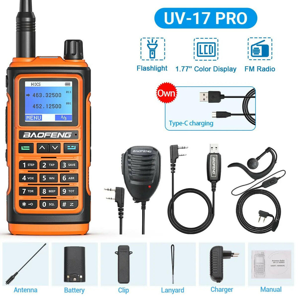 BaoFeng UV-17 Pro V2 Walkie Talkie Wireless Copy Frequency 16 KM Long Range Waterproof Poweful Two Way Radio UV-5R S22 Ham Radio-WAYBIKER