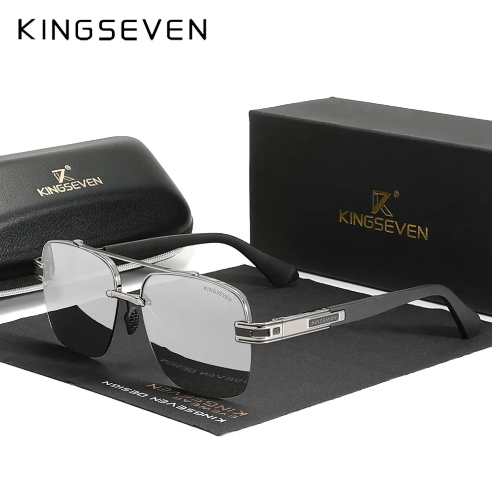 KINGSEVEN 2023 New Design Sunglasses For Men Polarized Gradient Sun glasses Women Men Semi-Rimless Square Retro Eyewear-WAYBIKER