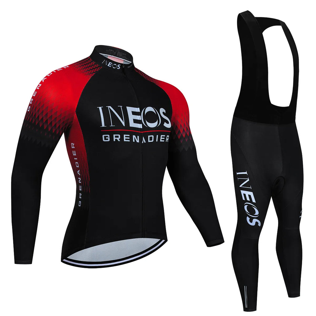 INEOS Autumn Long Set Sports Sets for Men Road Bike Jersey Bib Short Cycling Men's Uniform Man Clothes Bicycles Pro Suit Mens-WAYBIKER