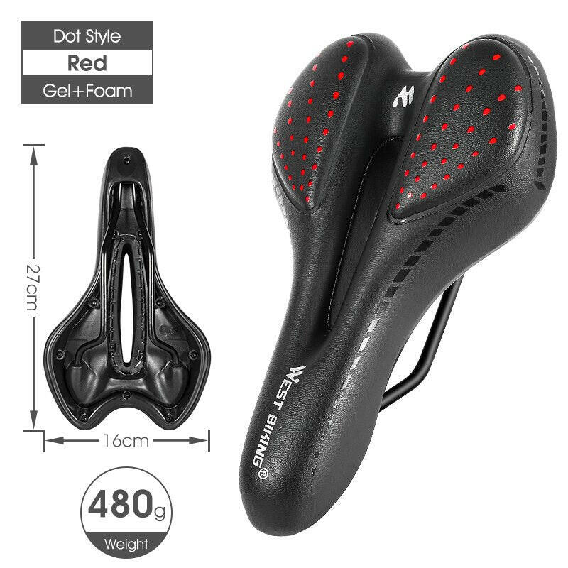 WEST BIKING Bike Saddle MTB Mountain Road Bicycle Seat PU Leather Gel Painless Cycling Cushion BMX Comfortable Shockproof Parts