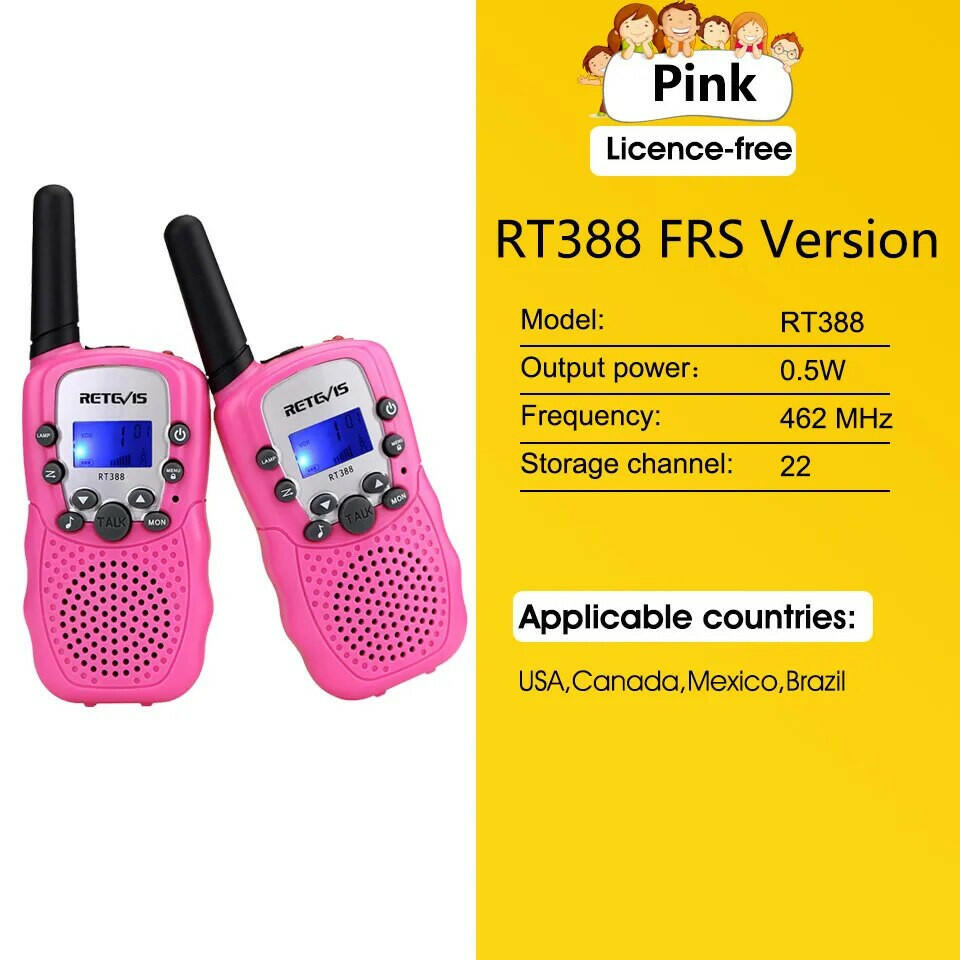 RETEVIS RT388 Walkie Talkie Children 2 Pcs Children's Radio Receiver Walkie-Talkie Kids Birthday Gift Child Toys for Boys Girls-WAYBIKER