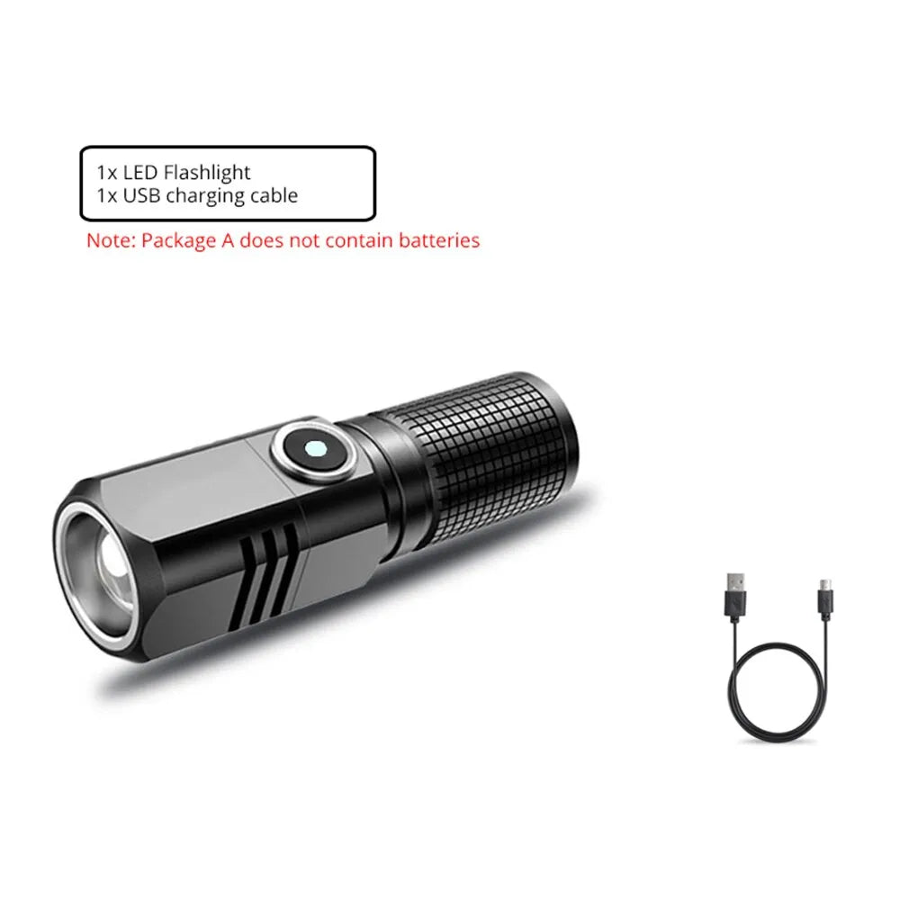 Super Bright MINI XHP50 LED Flashlight USB Torch Rechargeable Zoom Fishing Lantern Powerful 3 Lighting Mode Camping Lamp-WAYBIKER