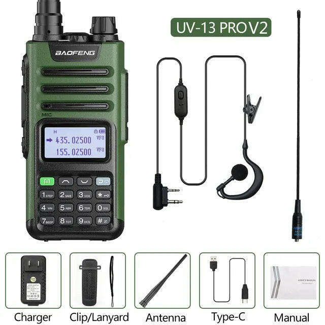 BaoFeng UV-13 PRO V2 Dual Band 999 Channels Walkie Talkie Type-C 16KM Long Range S22 UV-5R Transceiver Ham CB Two Way Radio-WAYBIKER