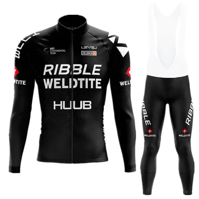 Cycling Jersey Set 2023 HUUB Men's Long Sleeve Mountain Bike Cycling Clothing Autumn Breathable MTB Bicycle Clothes Wear Suit-WAYBIKER