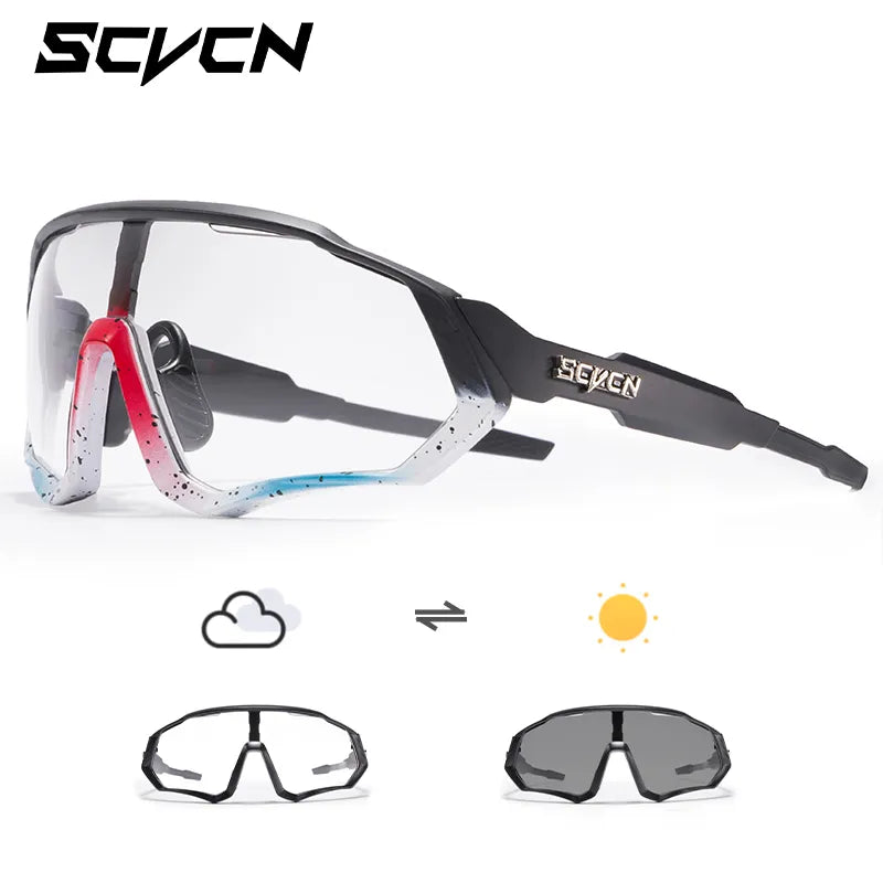 SCVCN Photochromic Sunglasses Sports Cycling Glasses Bicycle Eyewear Mountain Bike Goggles UV400 MTB Road Running Sunglasses-WAYBIKER