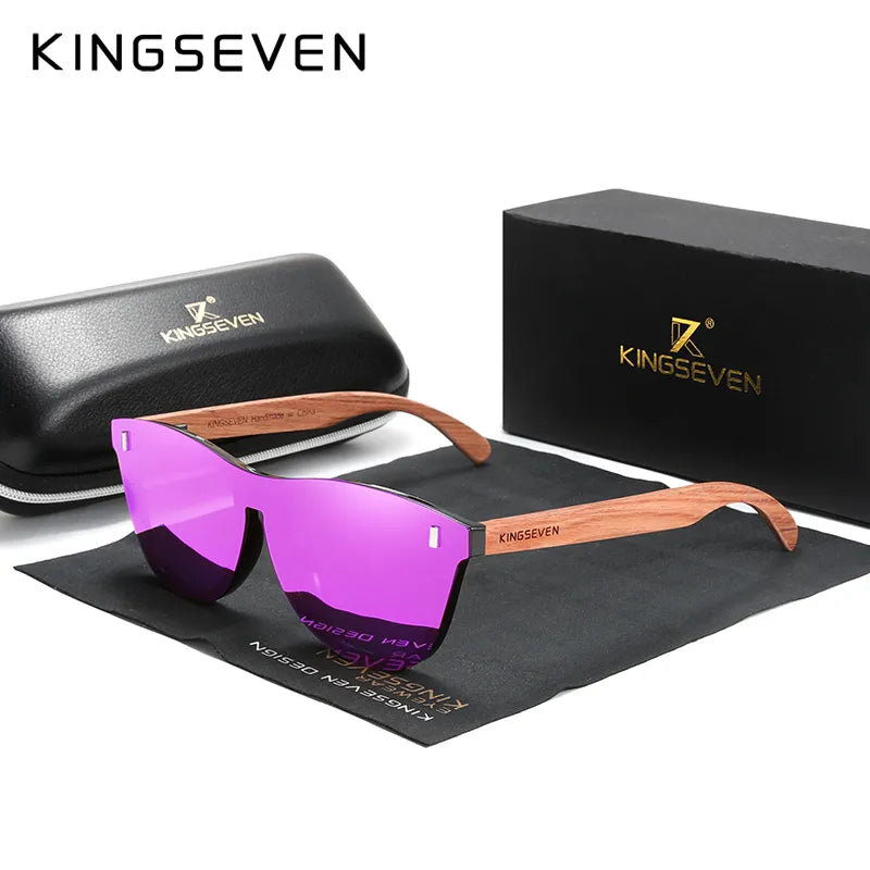 KINGSEVEN Women's Glasses Natural Bubinga Wooden Sunglasses Men Polarized Fashion Sun Glasses Original Wood Oculos de sol-WAYBIKER