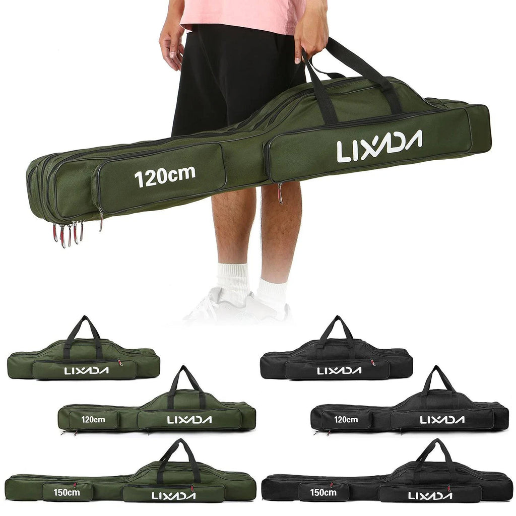 Lixada 3-Layer Portable Folding Fishing Rod Bag 90cm/120cm/150cm Fishing Tackle Case Multifunctional Fishing Rod Bags Case-WAYBIKER