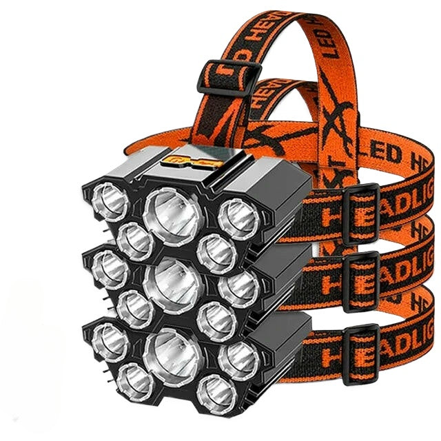 Portable 5 LED Strong Light Headlight Built in 18650 Battery USB Rechargeable Head Flashlight Outdoor Camping Fishing Headlamp-WAYBIKER