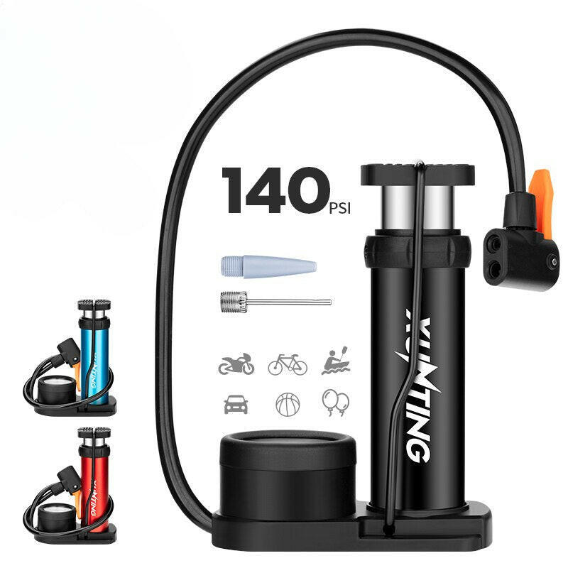 Xunting Mini Bike Foot Pump MAX 140PSI with Gauge Presta Schrader Valve with Needle for Road Mountain Bicycle Pump