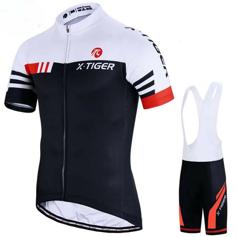 X-TIGER Men's Cycling Jersey Sets Road Bike Shorts Sleeves Jersey Bib Shorts with 5D Padded Cycling Clothing Set for Men-WAYBIKER