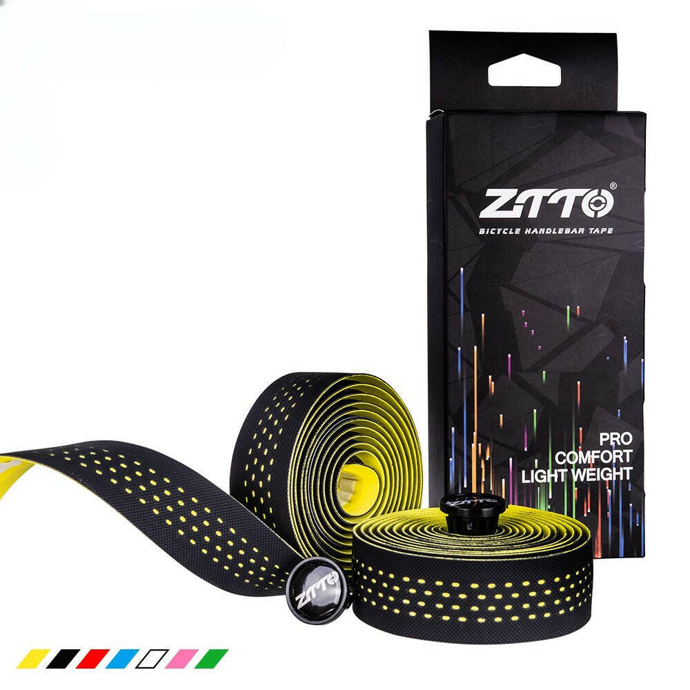 ZTTO Road Bike Bar Tape High Quality Vibration Damping Anti-Vibration EVA PU Handlebar Bar Tape Colorful Wrap +2 Bar Plug-WAYBIKER