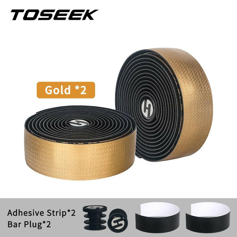 TOSEEK Bicycle Handlebar Tape Anti-Vibration PU EVA Bent Cycling Road Bike Tapes Racing Breathable Non-Slip Handle Bar Belt Wrap