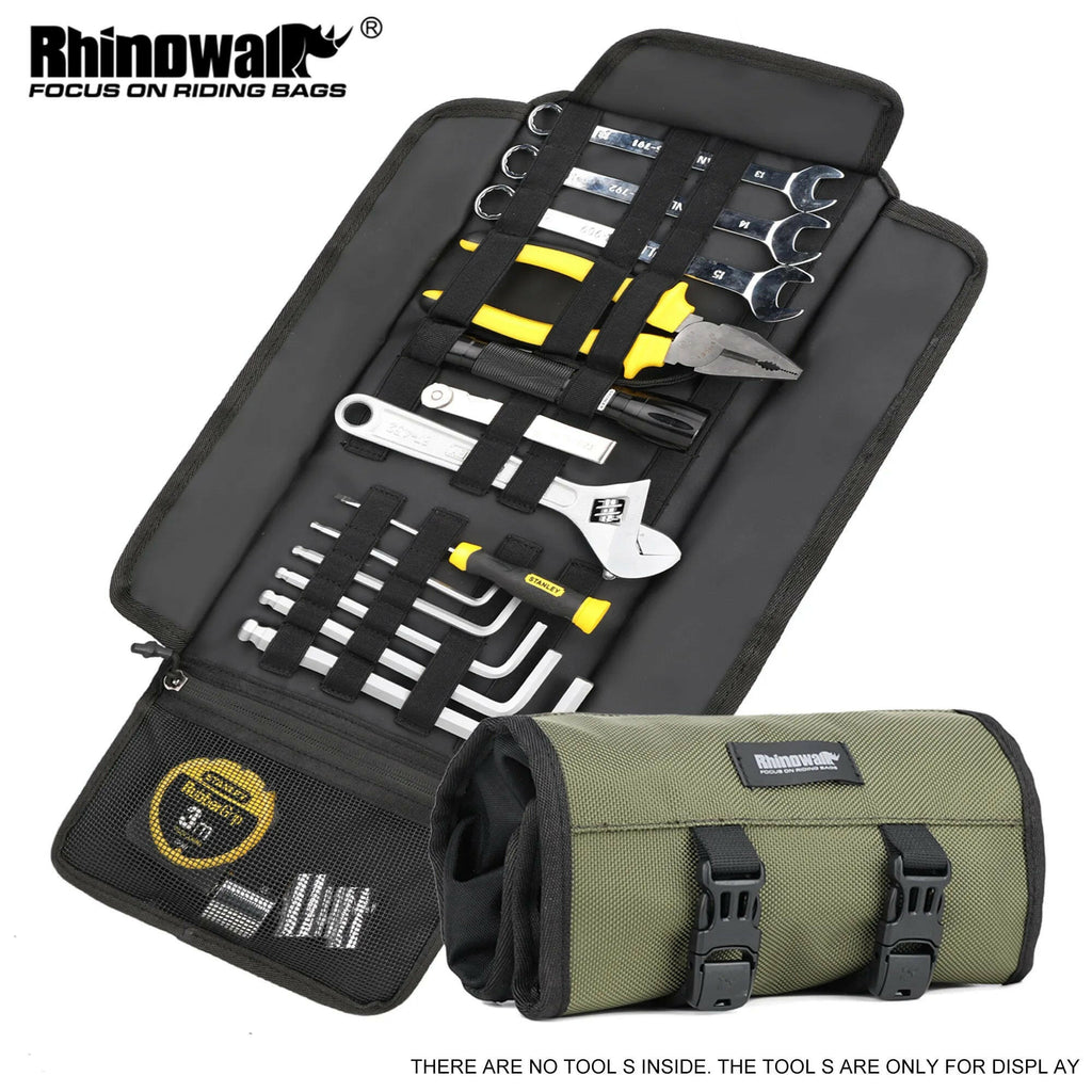 Rhinowalk Motorcycle Tool  Bag Roll Toolkit Saddle Bag Portable Repair Kit Storage Pouch Universal Large Capacity Side Tool Bag-WAYBIKER