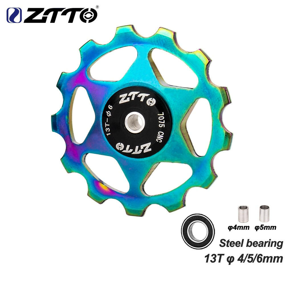 ZTTO 11T 13T MTB Bicycle Rear Derailleur Jockey Wheel Steel Bearing Pulley AL7075 CNC Road Bike Guide Roller Idler 4mm 5mm 6mm