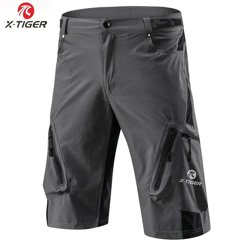 X-TIGER Men's Mountain Bike Shorts Grey Cycling Shorts Casual style Breathable Outdoor Sports MTB Riding Road Bike Short Trouser-WAYBIKER