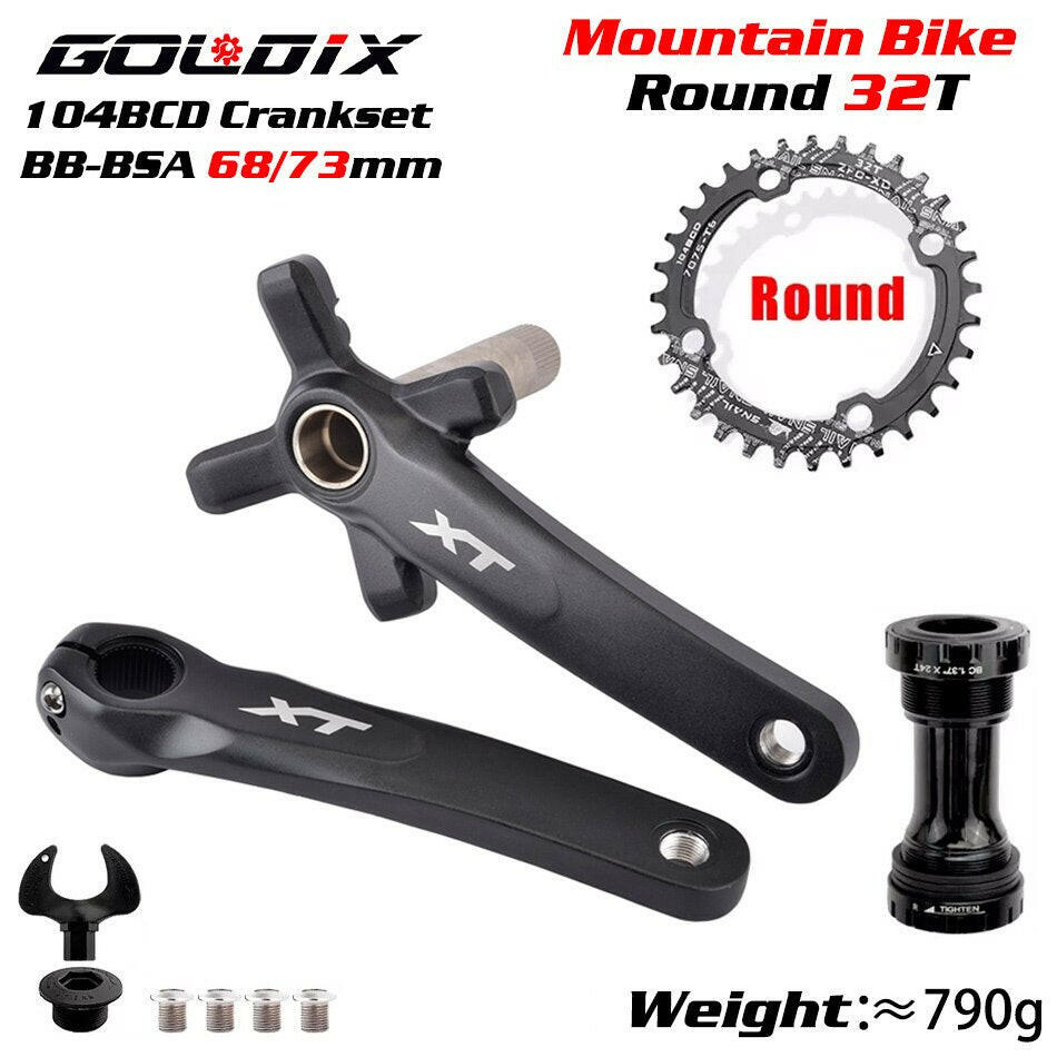 XT Bicycle Crankset 104BCD MTB Bike Crank Chainring Bike 170mm 175mm Black Round Oval 32T 34T 36T 38T Aluminum Alloy with Bottom