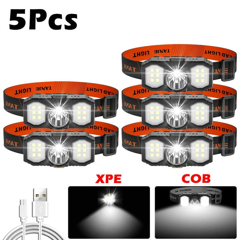 Led COB Strong Light Headlamp USB Rechageable Headlight Portable Fishing Camping Outdoor Waterproof Head Lamp Work Flashlight-WAYBIKER