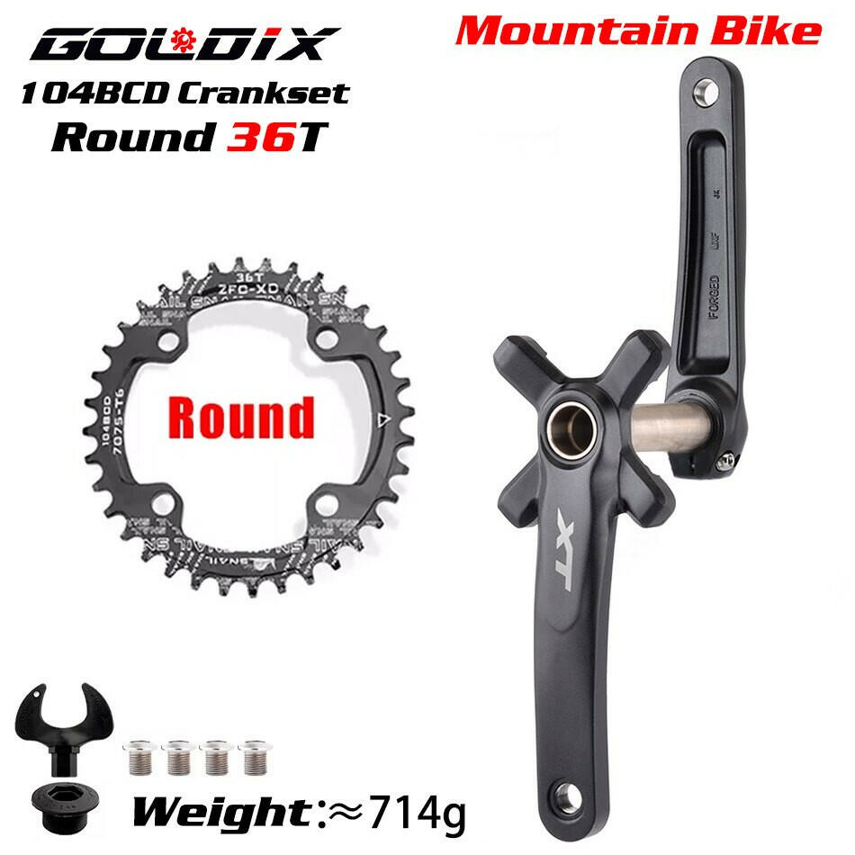 XT Bicycle Crankset 104BCD MTB Bike Crank Chainring Bike 170mm 175mm Black Round Oval 32T 34T 36T 38T Aluminum Alloy with Bottom