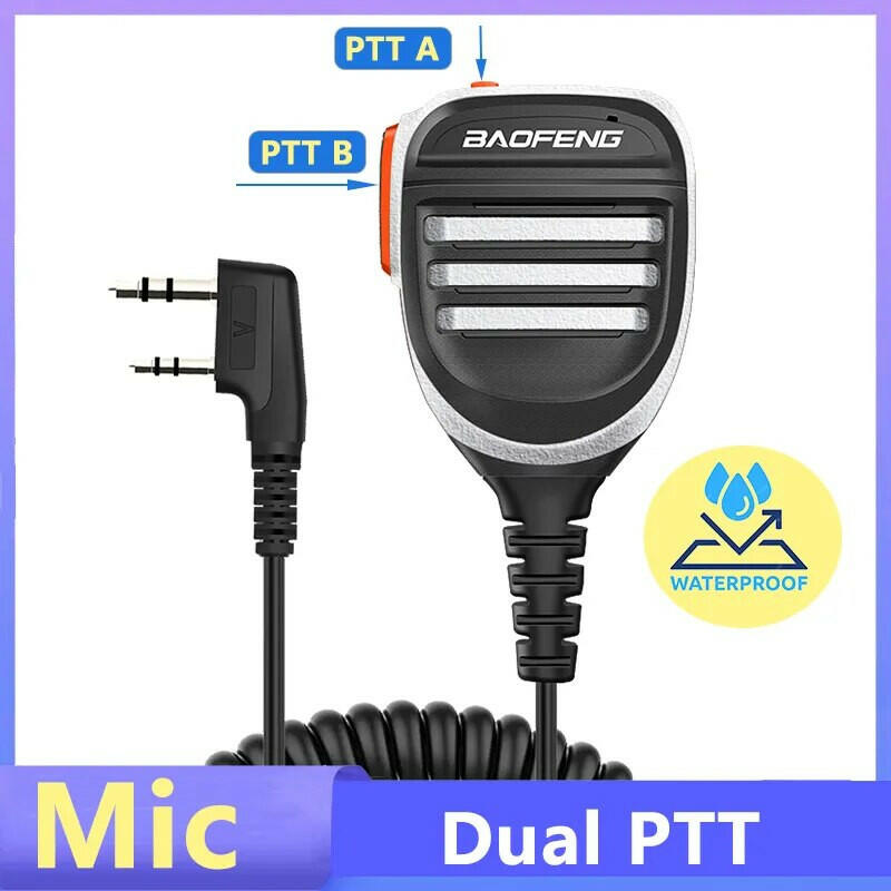 Baofeng Walkie Talkie Speaker Microphone Waterproof PTT Mic For UV5R UV-16 Pro UV-13 Plus Two Way Radio QuanSheng UV-K5(8) UV-K6-WAYBIKER